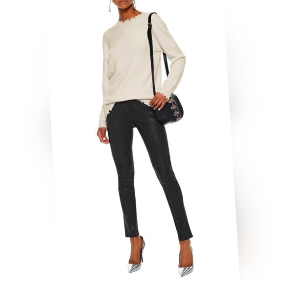 IRO Zaslim Black 100% Lamb Leather Low Rise Skinny Pant 38 6 - Picture 1 of 11